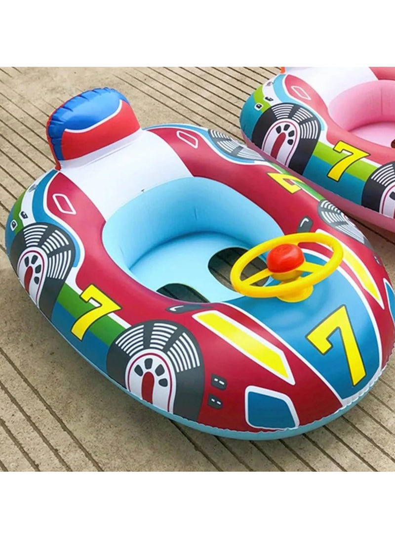 CMGTYYD Baby Pool Float with 3D Car Design, Heavy Duty PVC Baby Swim Float, Toddler Pool Float, Swimming Floats Seat Boat with Steering Wheel, for 0-4 Years Girl Boy - Image 4