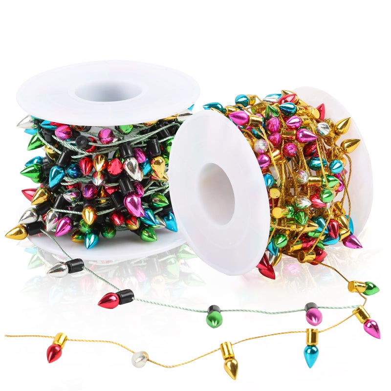 FOIMAS Mini Dollhouse Christmas Lights 2 Rolls Fake String Lights for Christmas Dollhouse Craft Fairy Garden Accessories - Image 3