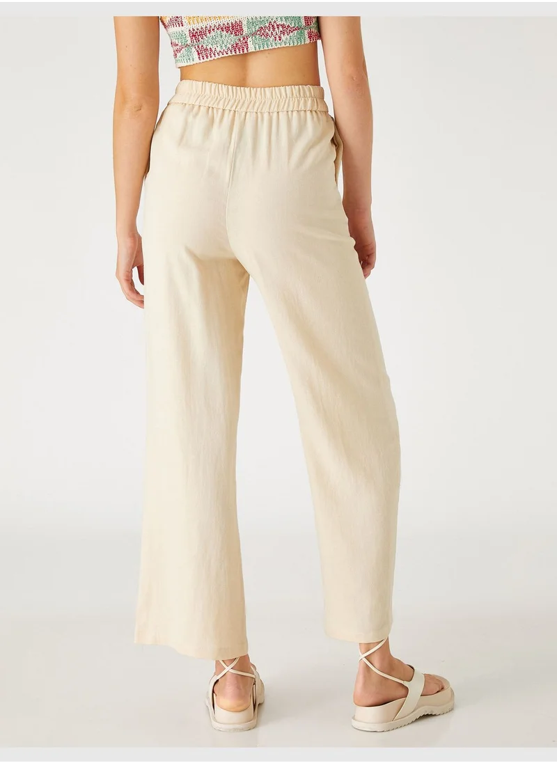 KOTON Wide Leg Linen Trousers