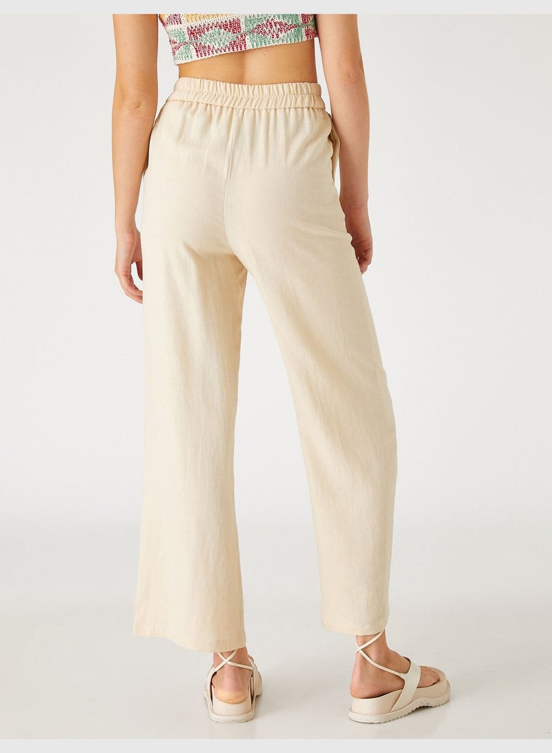 KOTON سروال لينن واسع الساقين - Image 4