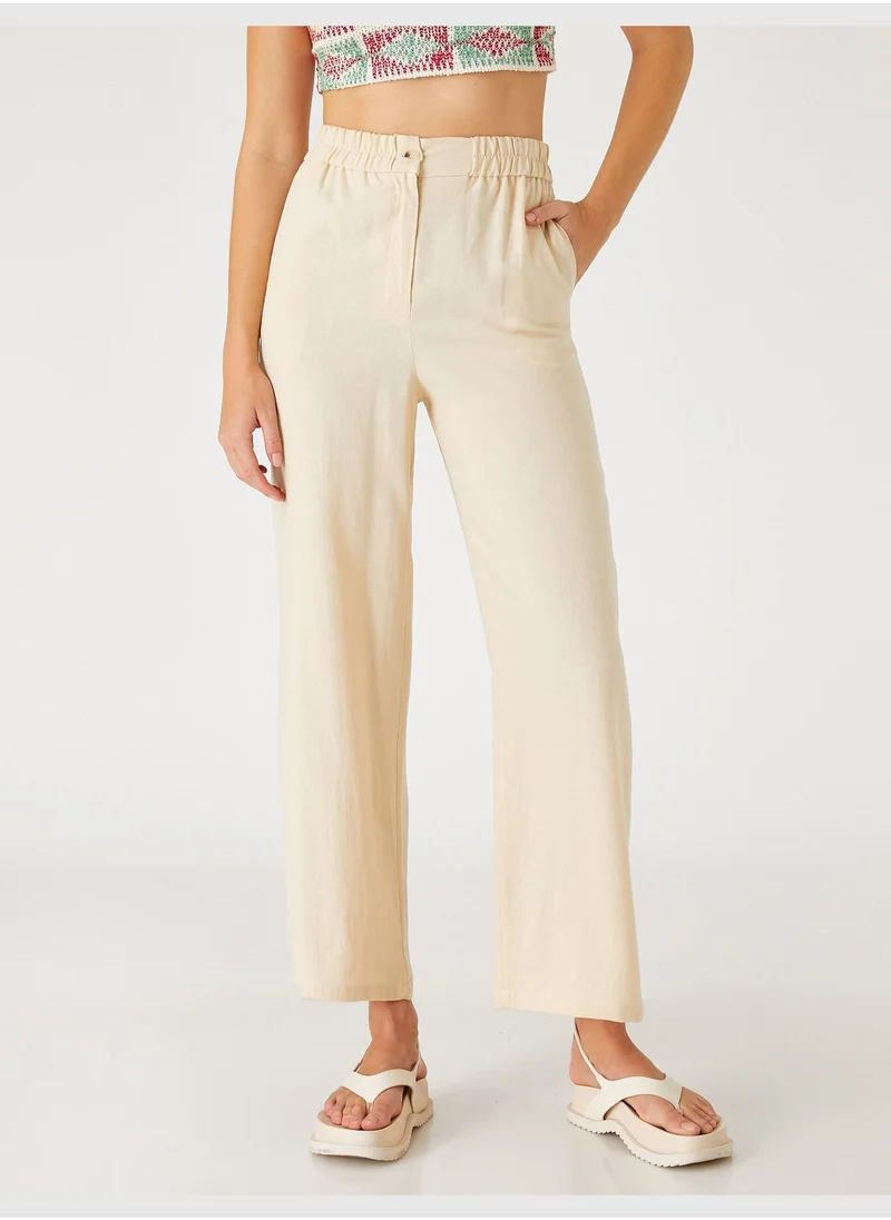 KOTON Wide Leg Linen Trousers