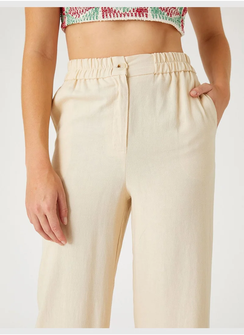 KOTON Wide Leg Linen Trousers