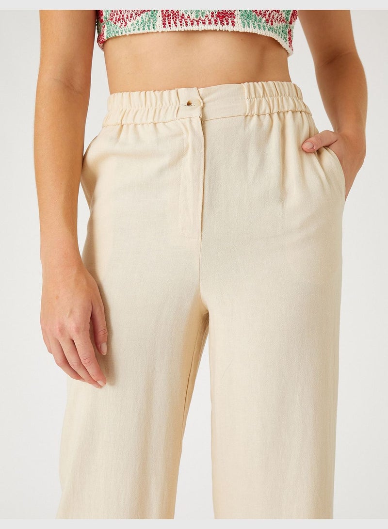 KOTON سروال لينن واسع الساقين - Image 5