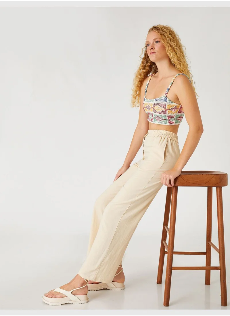 KOTON Wide Leg Linen Trousers