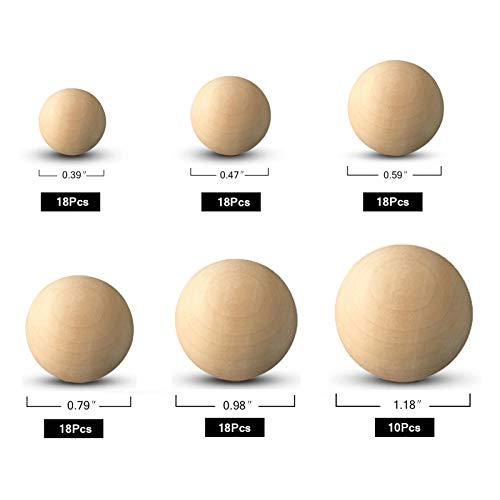 kuosbiu 100 PCS Wood Ball Unfinished Wood Craft Balls Design in 6 Sizes Unfinished Round Wooden Balls for DIY Craft Projects Jewelry Making Art - Image 2
