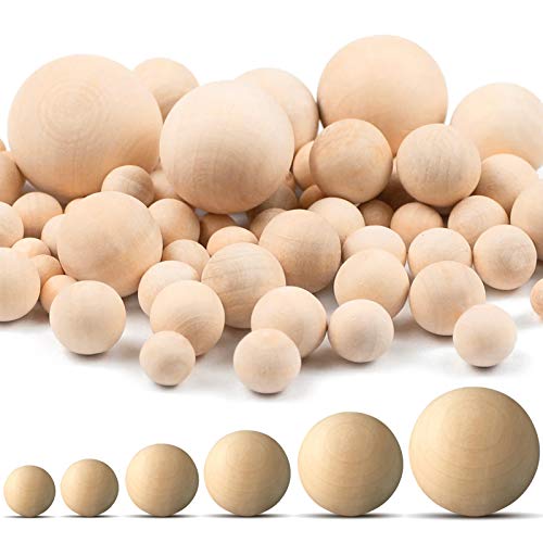 kuosbiu 100 PCS Wood Ball Unfinished Wood Craft Balls Design in 6 Sizes Unfinished Round Wooden Balls for DIY Craft Projects Jewelry Making Art - Image 3