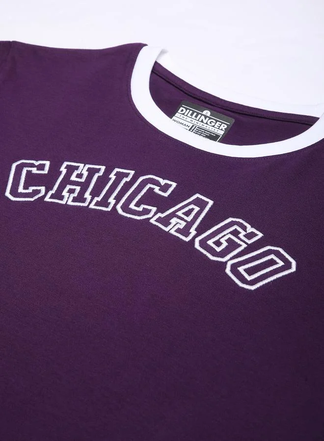 ديلينجر تيشيرت مطرز نسائي بقصة عادية