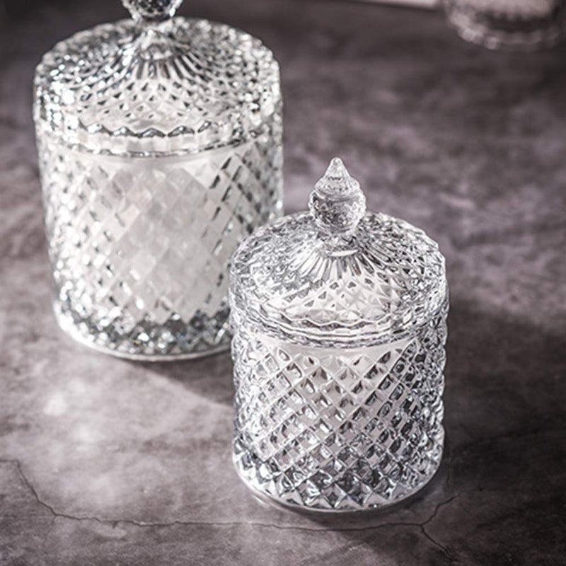 OANGO Glass SweetsCandleCandy and Dry Fruit Box Jar with Lid Set of 2 Clear - Image 2