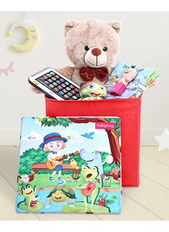 babyhug Babyhug Foldable Storage Box with Lid, Music Print, Red, 0M+, 30x30x30cm, Multi-Utility Organizer, Portable, Durable  - Image 2