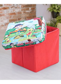 babyhug Babyhug Foldable Storage Box with Lid, Music Print, Red, 0M+, 30x30x30cm, Multi-Utility Organizer, Portable, Durable  - Image 1