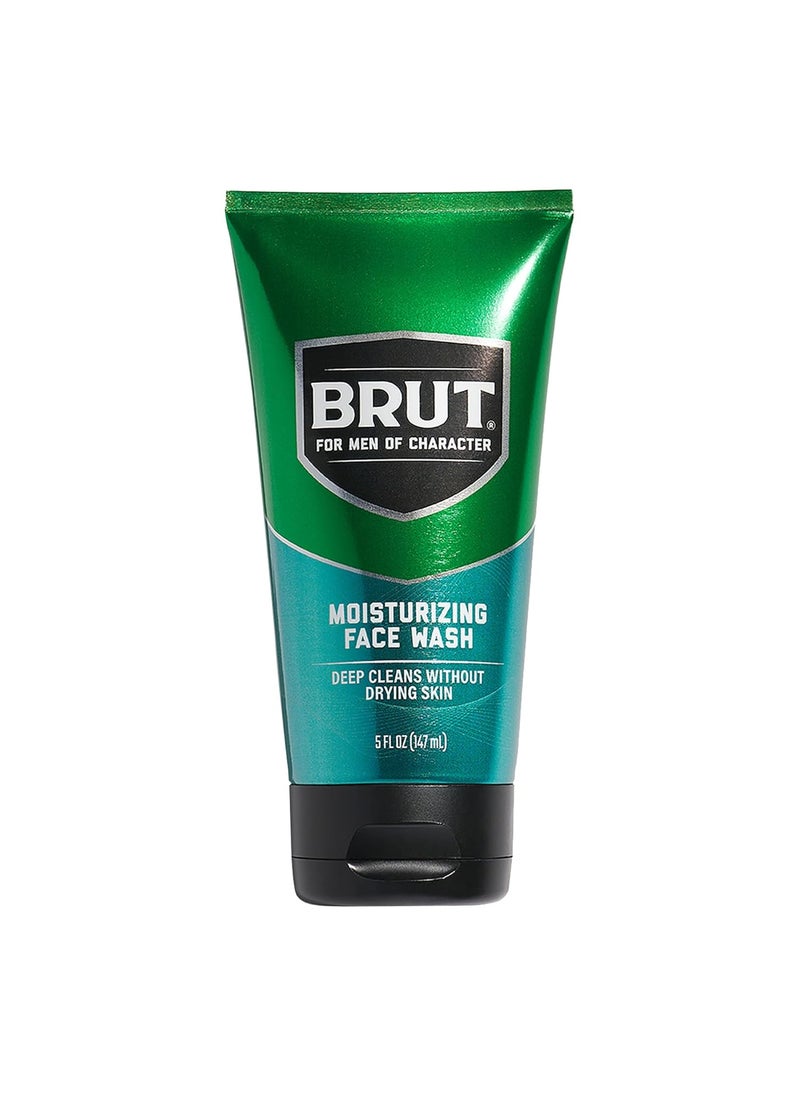 BRUT Brut Moisturizing Face Wash - Deep Pore Cleansing and Conditioning Prep for Shaving - Face Cleanser with No Parabens, Phthalates or Dyes - 5 oz 