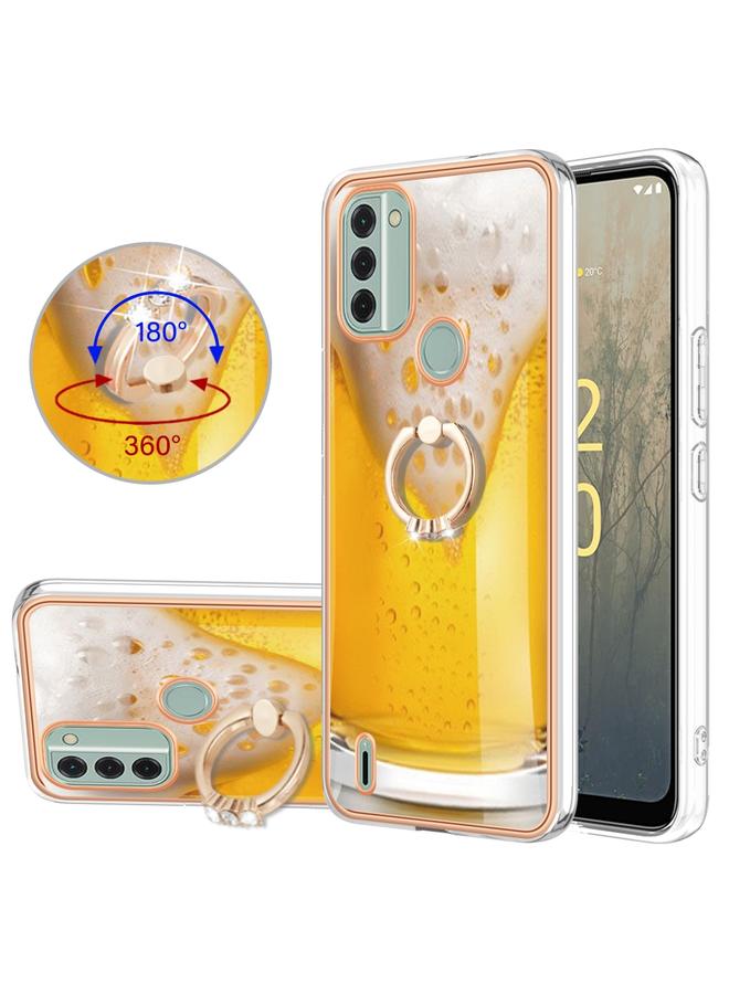 اس-توب جراب لهاتف Nokia C31 مطلي بالكهرباء من الجانبين مع حامل حلقي - Image 1