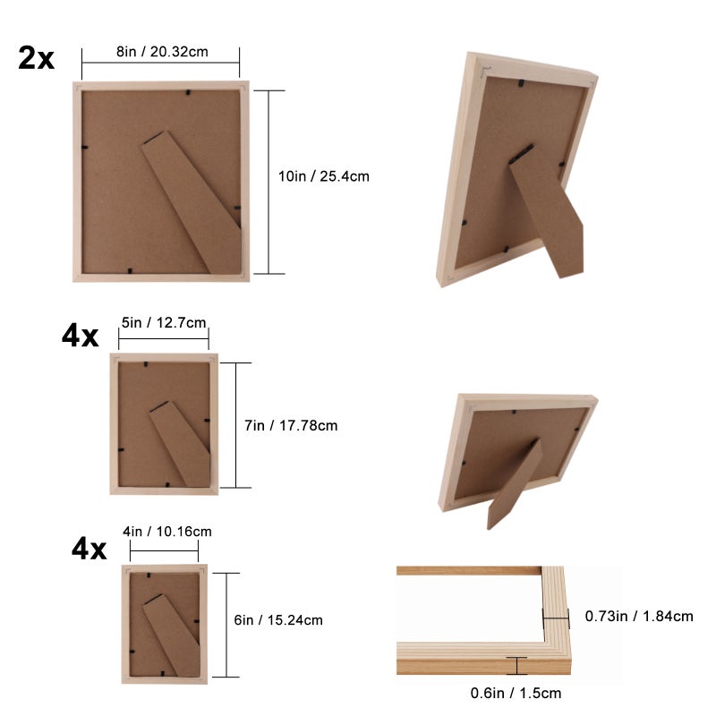 Photo Frame Set 5pcs 4x6 Inch Eco-Friendly Plastic Frame - High Permeable Plexiglass Picture Frame for Home Wall Gallery Tabletop Display - Image 4
