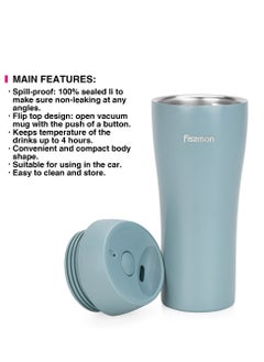 Fissman Vacuum Insulated Bottle 420mL, Double Wall Stainless Steel Vacuum Travel Bottle with Spill-Proof Silicone Sealed Lid  - Image 4