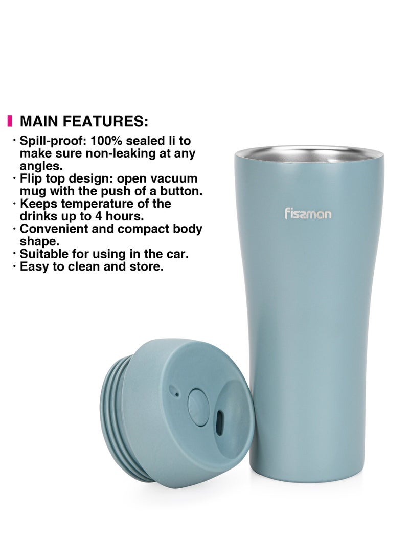 Fissman Vacuum Insulated Bottle 420mL, Double Wall Stainless Steel Vacuum Travel Bottle with Spill-Proof Silicone Sealed Lid  - Image 4