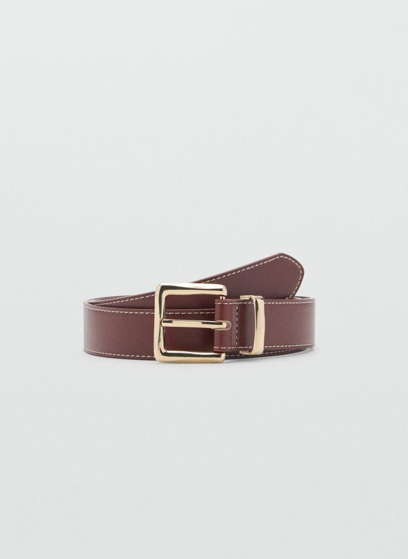 MANGO Stitched Belt With Square Buckle  - Image 1