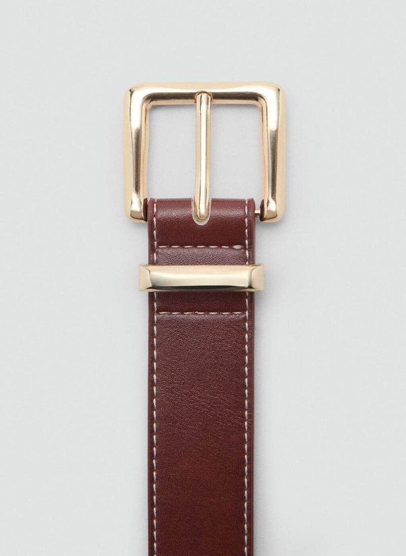 MANGO Stitched Belt With Square Buckle  - Image 4