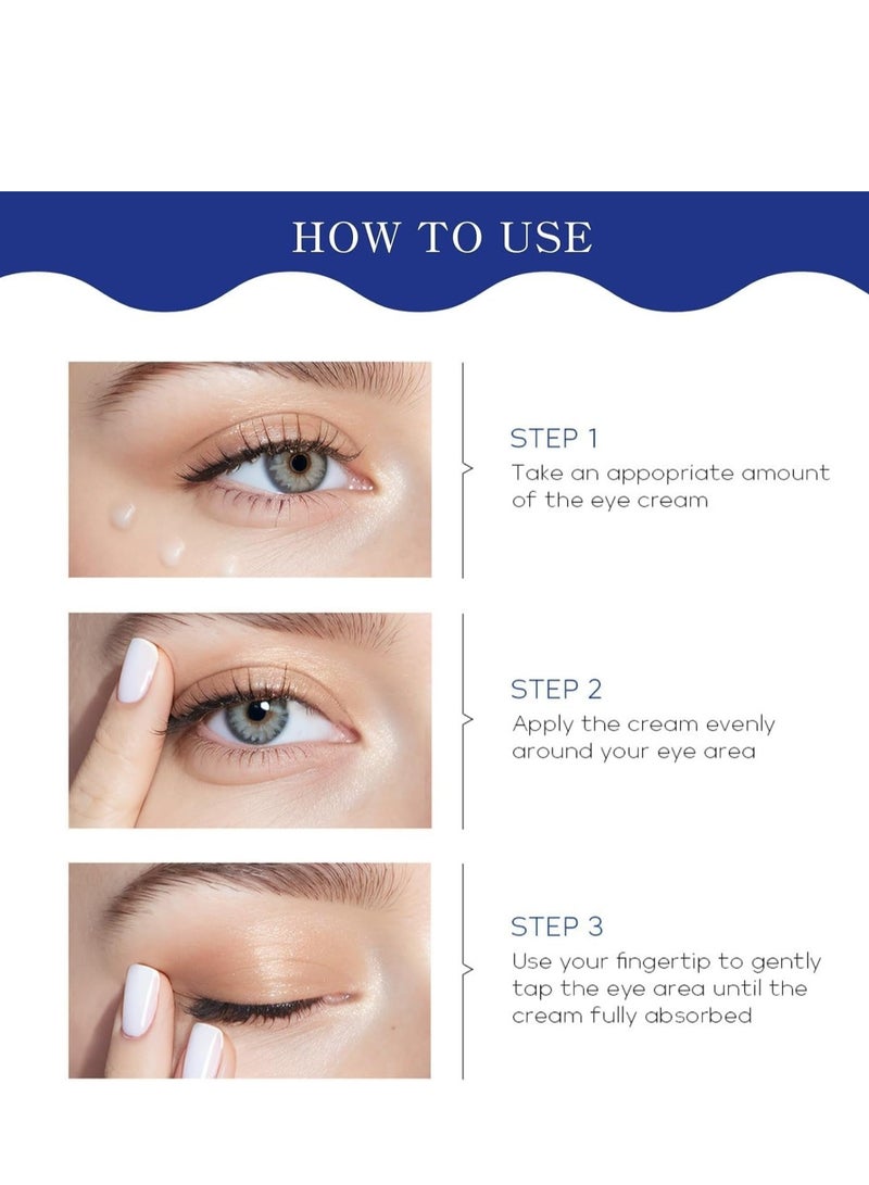 QUIYUM Moisturizing Collagen Peptides Eye Cream for Dark Circles and Puffy Eyes, Anti Wrinkle Eye Cream, Crow's Feet, and Eye Bags, Caffeine Eye Cream, All Skin Types 15g - Image 4