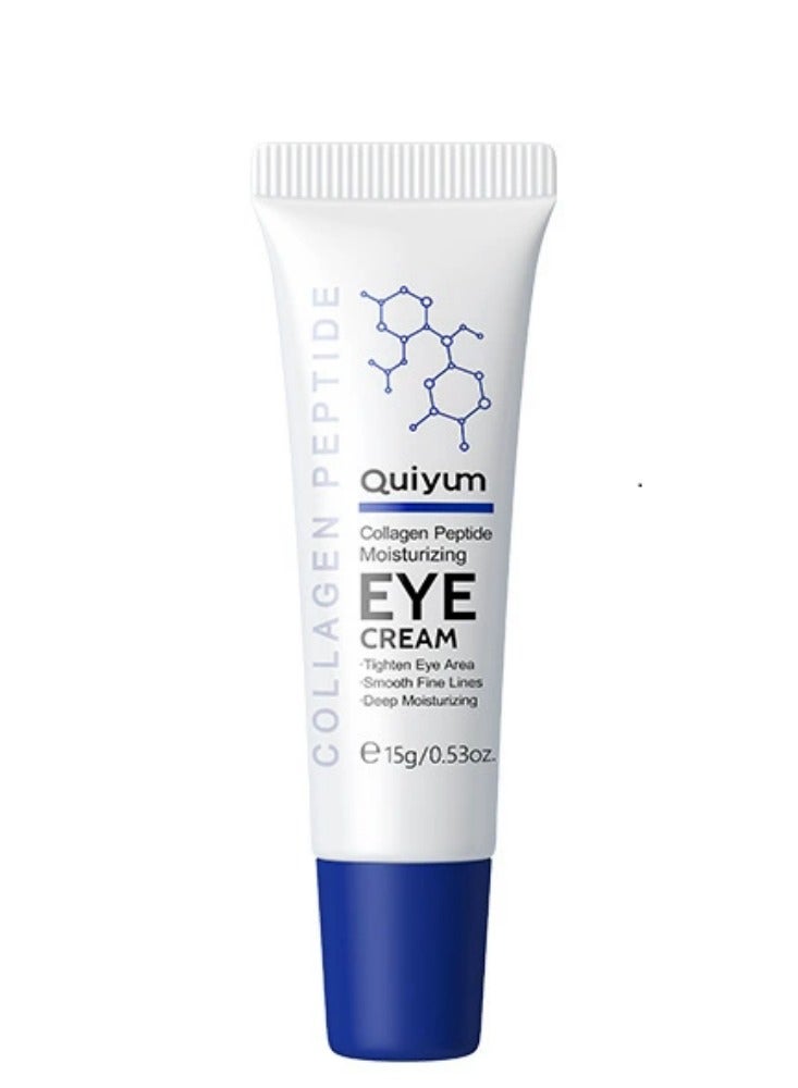 QUIYUM Moisturizing Collagen Peptides Eye Cream for Dark Circles and Puffy Eyes, Anti Wrinkle Eye Cream, Crow's Feet, and Eye Bags, Caffeine Eye Cream, All Skin Types 15g - Image 1