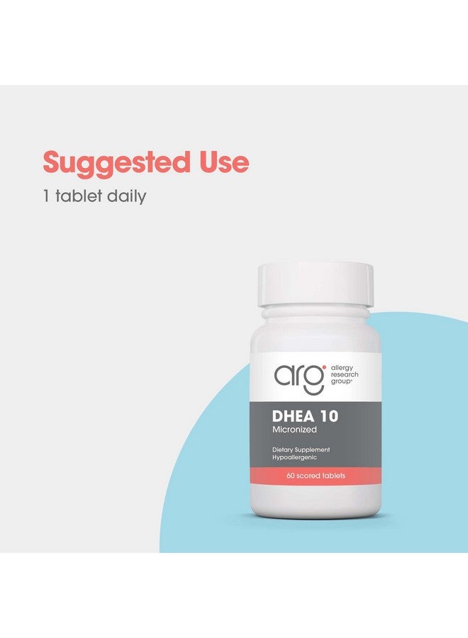 Allergy Research Group مجموعة أبحاث الحساسية DHEA للرجال والنساء - ميكرونيزيد، ديهيدروإيبي أندروستيرون، دعم الأيض، جرعة منخفضة من DHEA، مكمل 10 ملغ، خالي من الصويا، نباتي، أقراص مقسمة - 60 حبة - Image 4