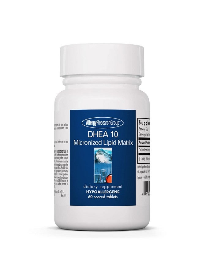 Allergy Research Group مجموعة أبحاث الحساسية DHEA للرجال والنساء - ميكرونيزيد، ديهيدروإيبي أندروستيرون، دعم الأيض، جرعة منخفضة من DHEA، مكمل 10 ملغ، خالي من الصويا، نباتي، أقراص مقسمة - 60 حبة - Image 1