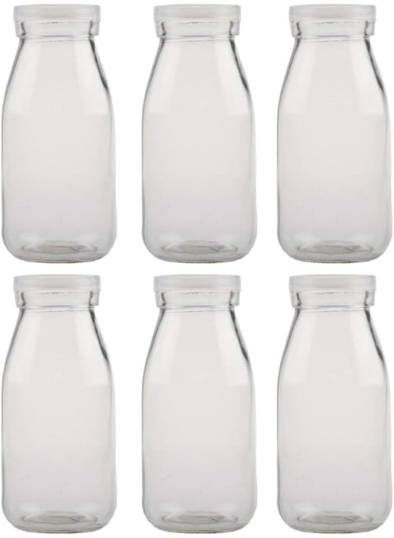 Luxoraq 6 Pcs 200ml PLASTIC JUICE BOTTLES Clear REUSABLE DRINK CONTAINERS Small MILK BOTTLES BPA FREE SMOOTHIE WATER BOTTLES Leak Proof BEVERAGE STORAGE CONTAINERS Mini TRAVEL BOTTLES Juice Kombucha Detox Cold Press Juice Bottles - Image 1