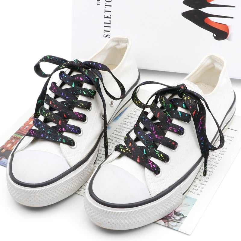 DANHUA Flat Black Colorful Shoelaces 55 inch for Sneakers Art Printed Pattern String 2 Pair - Image 4
