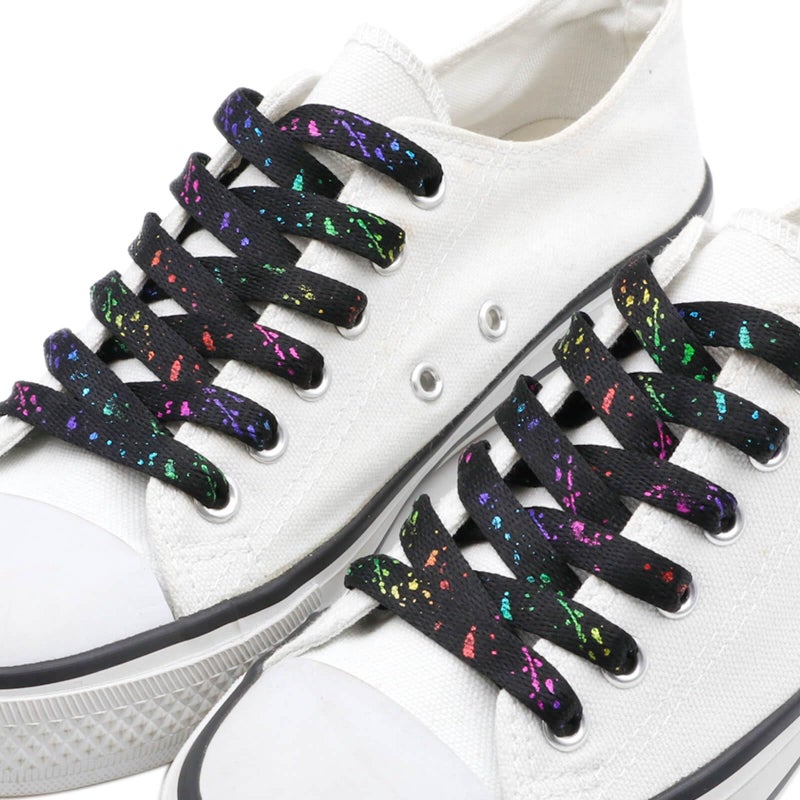 DANHUA Flat Black Colorful Shoelaces 55 inch for Sneakers Art Printed Pattern String 2 Pair - Image 3