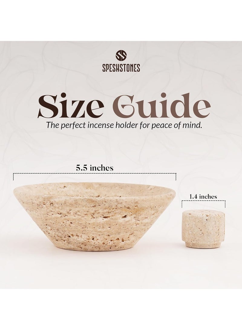 SPESHSTONES Travertine Incense Holder 5.5 Inch Handmade Ash Catcher Tray for Incense Sticks, Cones & Sage - Aromatheraphy Essentials, Stone Burner for Meditation Accessories & Home Decor  - Image 3