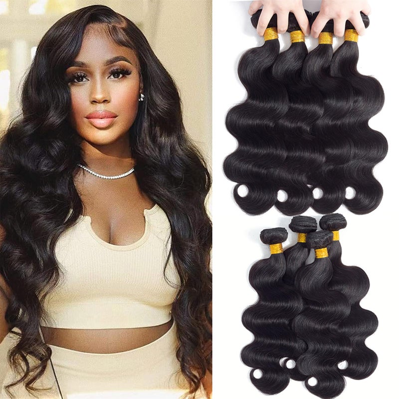 12A Body Wave Bundles Human Hair 14 16 18 20 400g 100 Unprocessed Brazilian Virgin Hair Body Wave 4 Bundles Human Hair Weave Bundles Natural Color