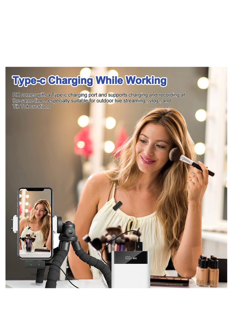 Excefore Wireless Lavalier Microphone, Mini Microphone with Noise Cancellation Voice Changing, Lavalier Microphone with Charging Case for iPhone, 8H Battery Life, Black - Image 3