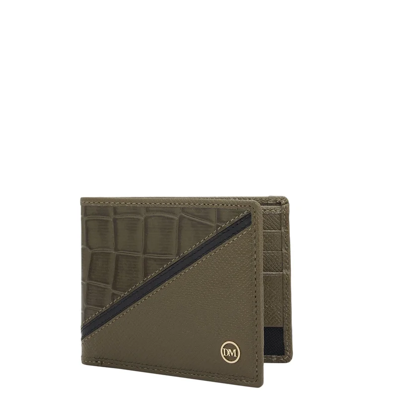 Da Milano Military Green Military Green Bifold Leather Mens Wallet for Men | Best Price UAE