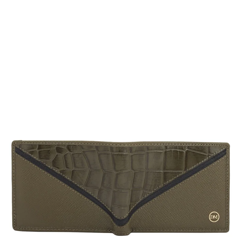 Da Milano Military Green Military Green Bifold Leather Mens Wallet for Men | Best Price UAE