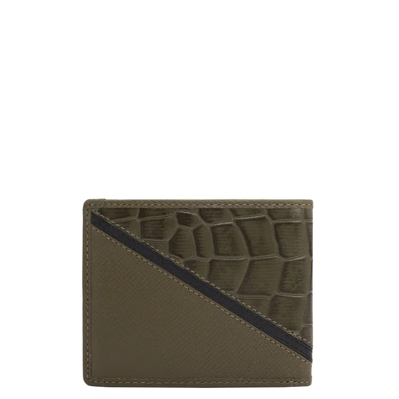 Da Milano Military Green Military Green Bifold Leather Mens Wallet for Men | Best Price UAE