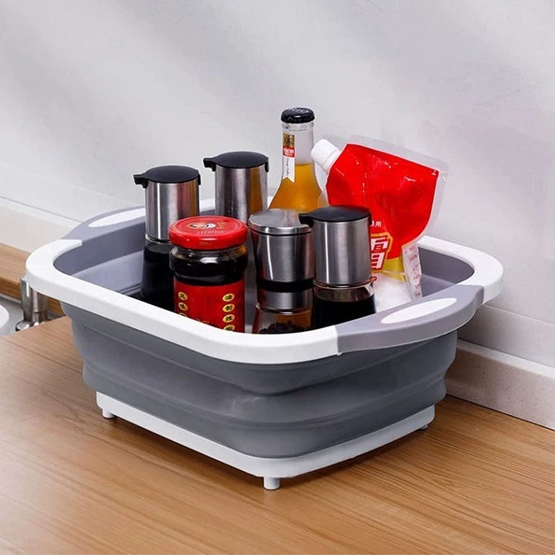 QUALIZA Folding Cutting Board with Draining Plug Colander Fruits Vegetable Washable Basket MultiFunction Collapsible Cutting Board - Image 5