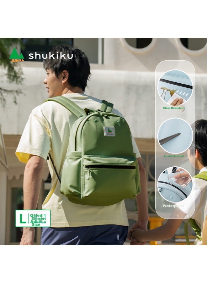 Shukiku حقيبة ظهر صغيرة ممحاة، للطلاب الجامعيين، رجال ونساء، ستايل للأزواج، عصرية، متعددة الاستخدامات، casual، للسفر، خفيفة الوزن جدًا، حقيبة بحمالتين، زيتوني أخضر، مقاس L - Image 1