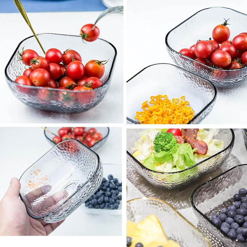 T TOSSOW TOSSOW square glass fruit bowl set of two household gold edged dessert bowl dried fruit snack sauce popcorn and other seasoning bowl gray - Image 4