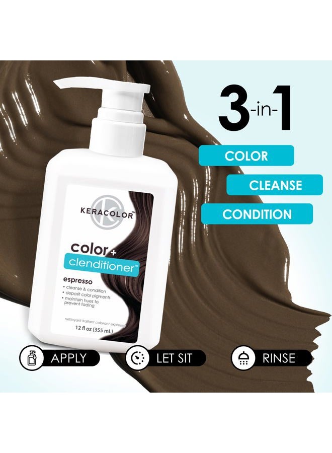 KERACOLOR Keracolor Color + Clenditioner 3-in-1 Color-Depositing Conditioner, Gently Cleanses & Conditions, Semi-Permanent Espresso Hair Color, 12 Fl Oz - Image 4