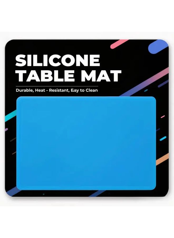 Blue Silicone Table Mat Heat Resistant Non Slip Surface Protection Pad for Kitchen Dining Crafts - Image 1