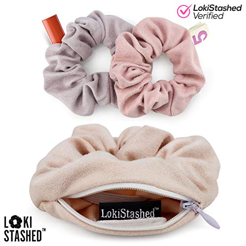 LokiStashed 3-PACK Suede Hair Tie Scrunchies for VSCO Girls & Women, THE ORIGINAL HIDDEN POCKET SCRUNCHIE with Zipper Pocket Storage, Accessories, Small Items, Keys, Money (Pastel) - Image 3