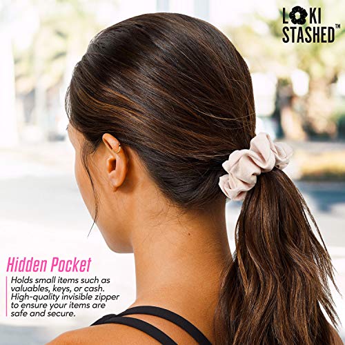 LokiStashed 3-PACK Suede Hair Tie Scrunchies for VSCO Girls & Women, THE ORIGINAL HIDDEN POCKET SCRUNCHIE with Zipper Pocket Storage, Accessories, Small Items, Keys, Money (Pastel) - Image 5