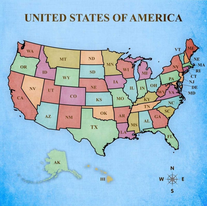 Map of The United States Poster Print by Josefina 12 x 12