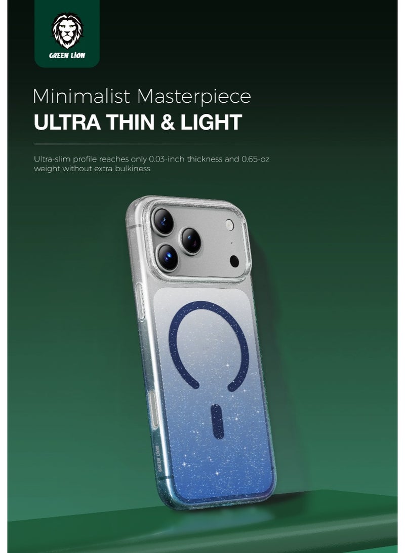 GREEN LION iPhone 17 Pro Max Magsafe Case Glitter with Camera Protection & Comfortable Grip / Anti Yellowing Back Cover / Anti Fingerprint / Enduring Clarity / Ultra Slim & Lightweight - Blue - Image 2