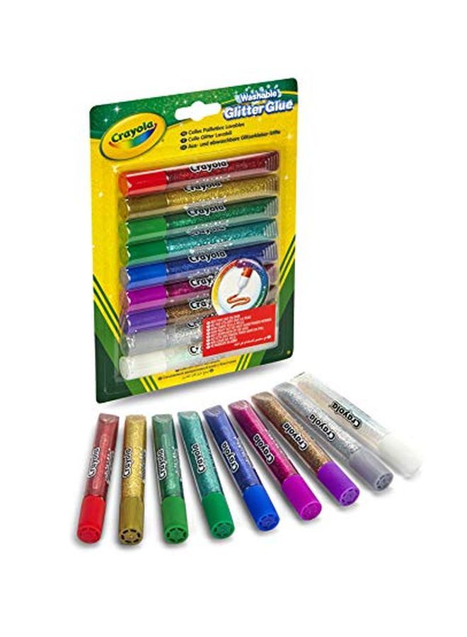 Crayola Washable Glitter Glue Pens 9 Count Colors May Vary - Image 1