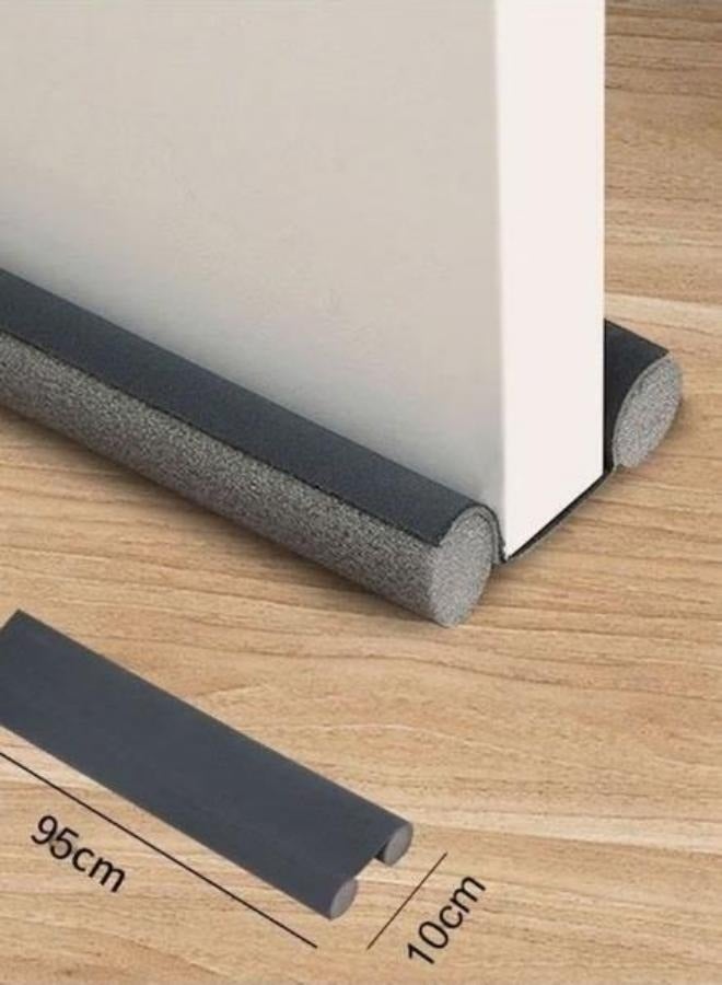 Aikenn Door Draft Stopper, 95cm Length Under Door Seal, Double-Sided Breeze Blocker, Cuttable Foam Cotton Door Bottom Seal Strip for Windproof, Soundproof, Dustproof and Insectproof, Grey - Image 2