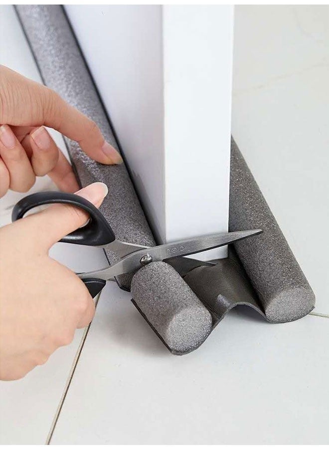 Aikenn Door Draft Stopper, 95cm Length Under Door Seal, Double-Sided Breeze Blocker, Cuttable Foam Cotton Door Bottom Seal Strip for Windproof, Soundproof, Dustproof and Insectproof, Grey - Image 3