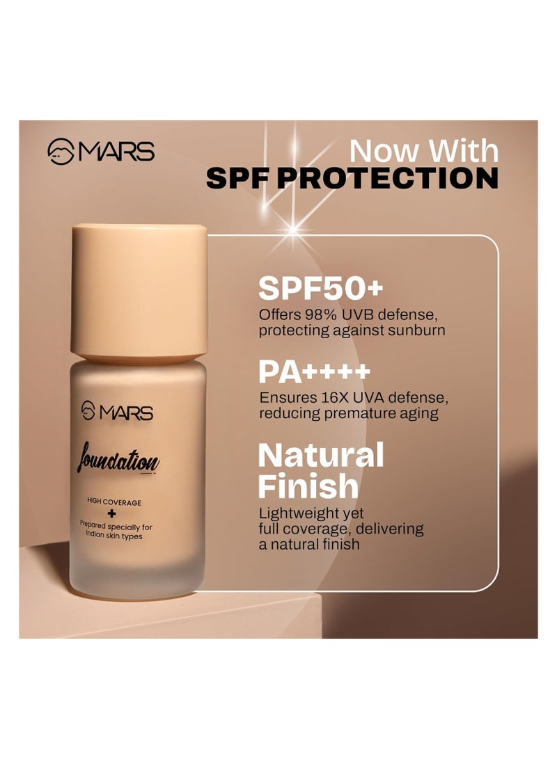Mars SPF50 PA High Coverage Liquid Foundation Blemish Free  Blendable Foundation for Makeup 40ml SHADE 06 - Image 2