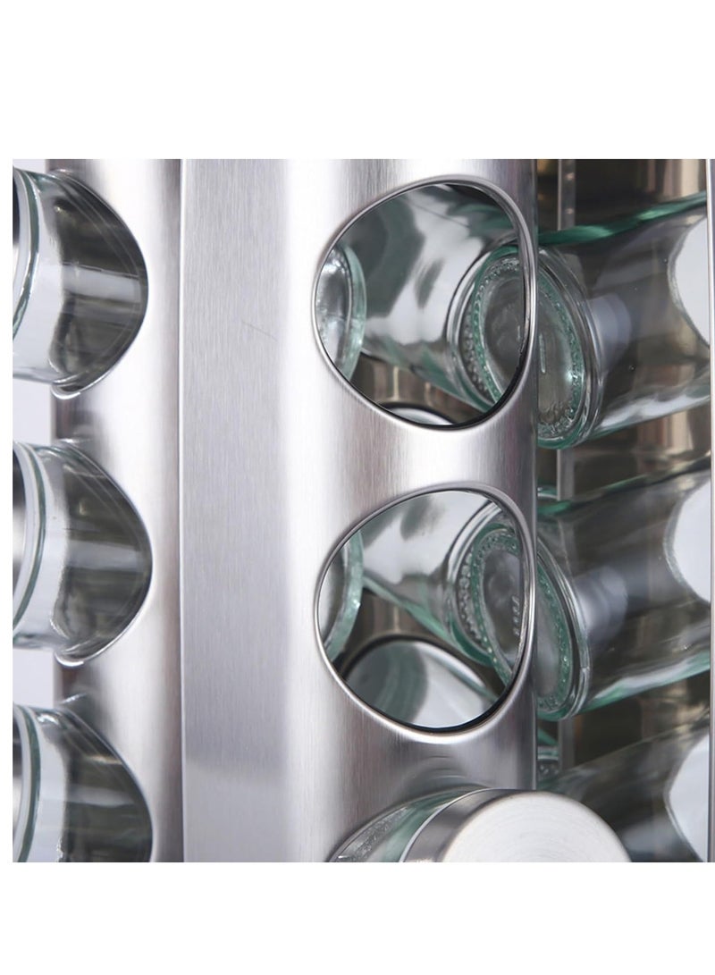 ELTRAZONE Revolving Spice Rack Organizer With Jars, Spice Organizer For Cabinets Countertop, Stainless Steel Seasoning Organizer For Easy Mess Free Transfer (Color : A, Size : 12 Jars) - Image 4