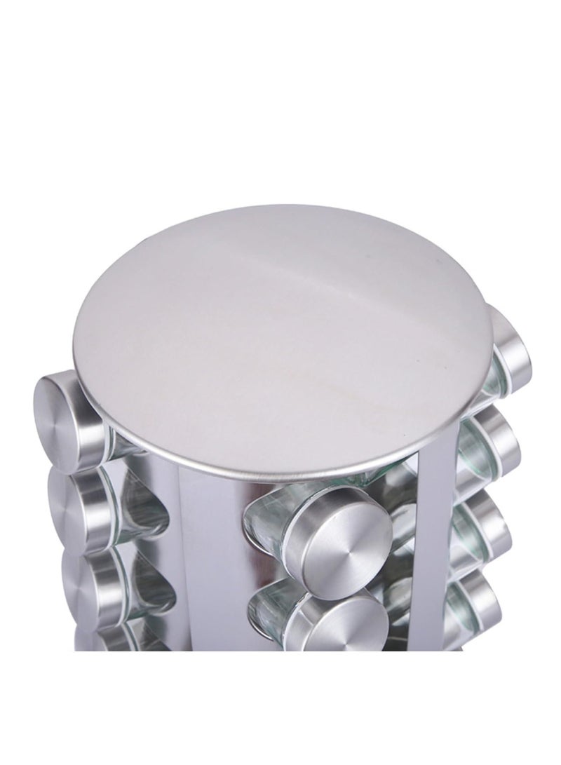 ELTRAZONE Revolving Spice Rack Organizer With Jars, Spice Organizer For Cabinets Countertop, Stainless Steel Seasoning Organizer For Easy Mess Free Transfer (Color : A, Size : 12 Jars) - Image 3