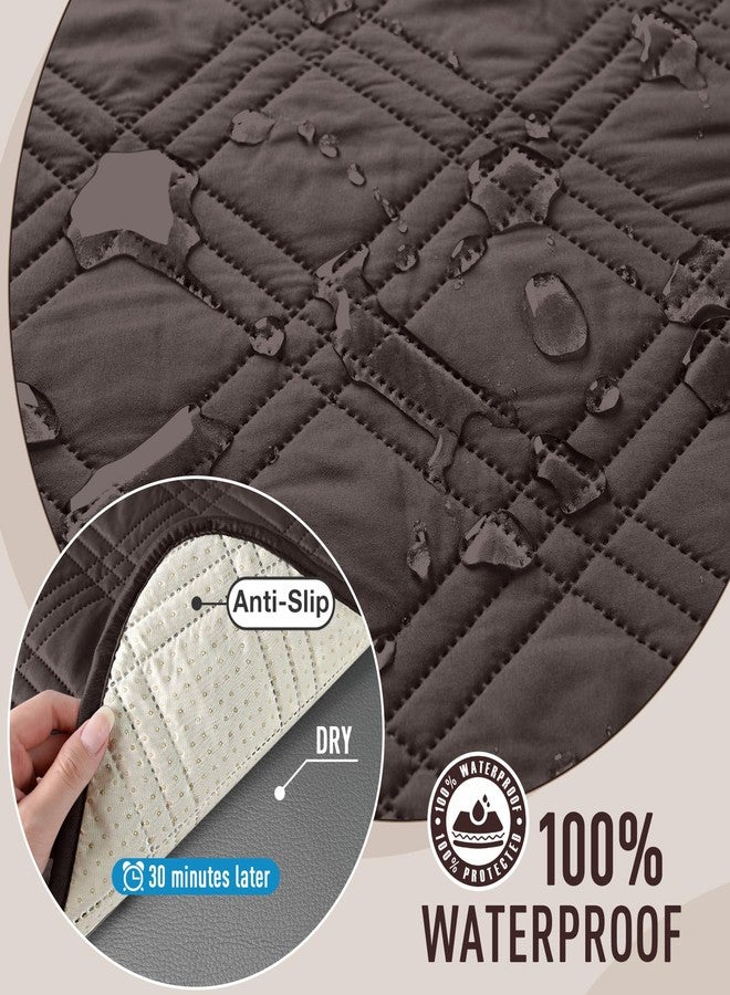 TAOCOCO Waterproof Sofa Covers for Dogs Pets with Non Slip Backing, Couch Seat Covers with Side Pocket for 3 Cushion Couch Washable Dog Couch Cover Protector Sofa Slipcovers(Sofa, Chocolate) - Image 3